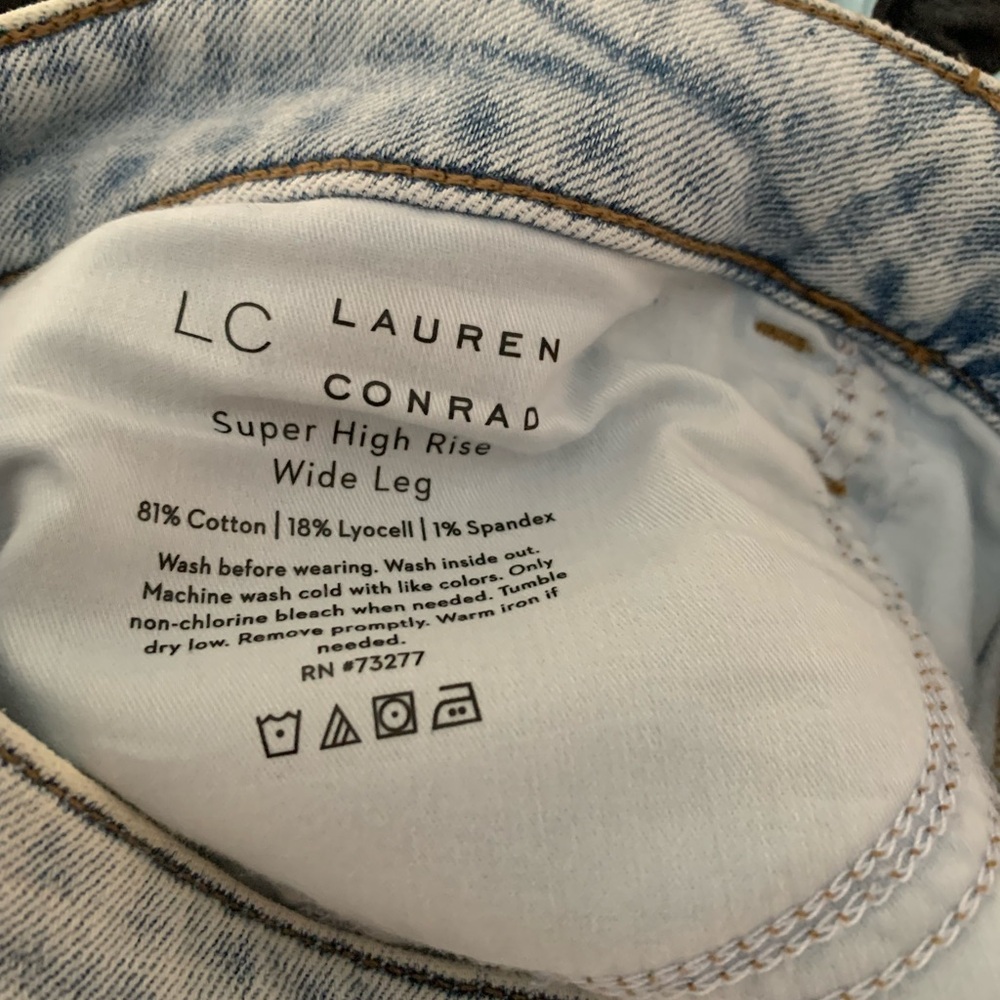 LC Lauren Conrad Light Wash Ankle Jeans Super high rise wide leg sz 14 - Picture 3 of 5